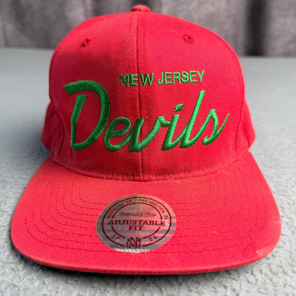 Mitchell & Ness New Jersey Devils Snapback Hat Red Green Vintage NHL Hockey Cap